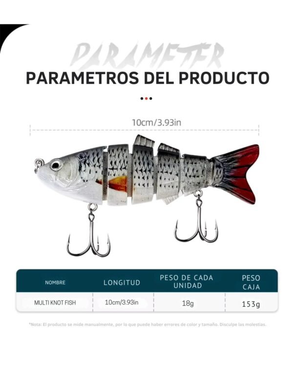 Kit De 5 Señuelos Articulados De Pesca 6 Segmentos, Realista - Image 2